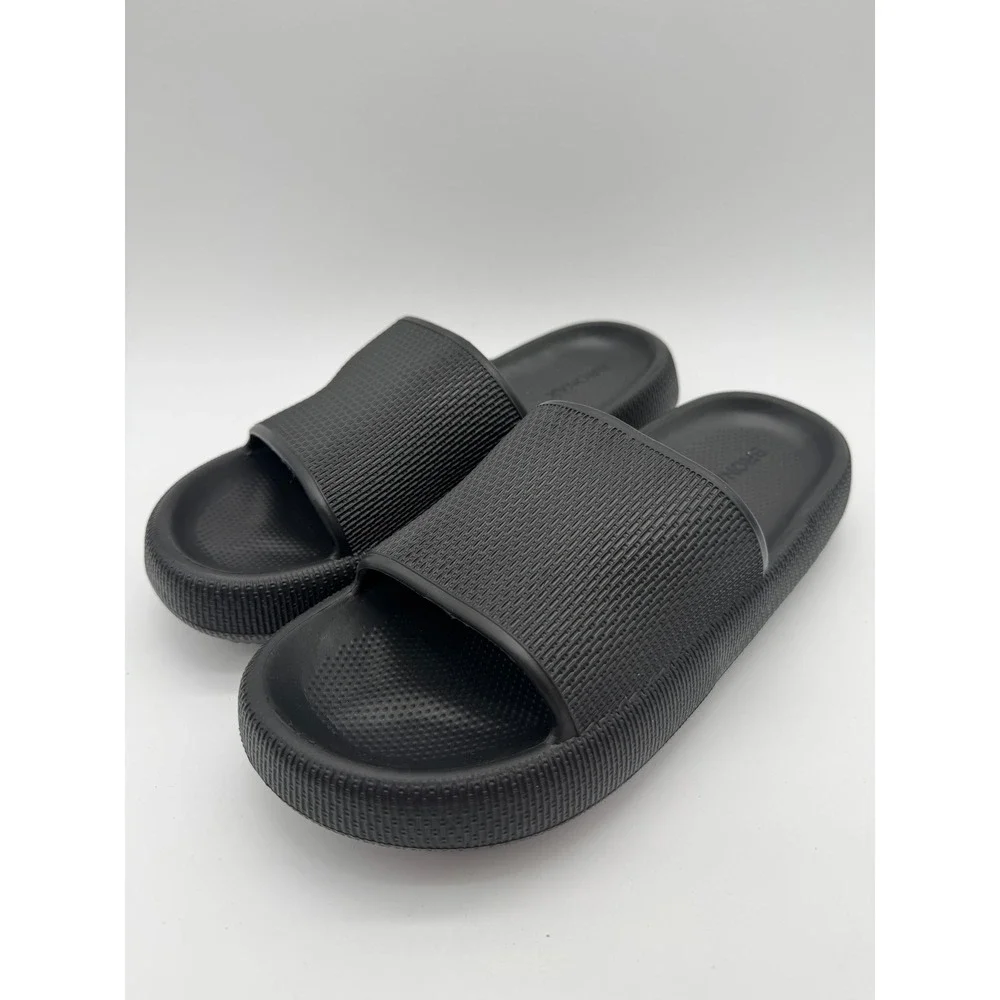 Black Slide Sandals Mens 7 Comfort Shower Beach Shoes‎